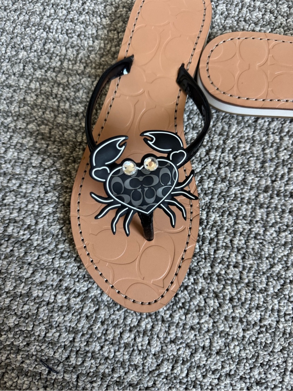 Coach Women's Black Marina Crab Sandals - Tan Insole - Picture 3 of 10